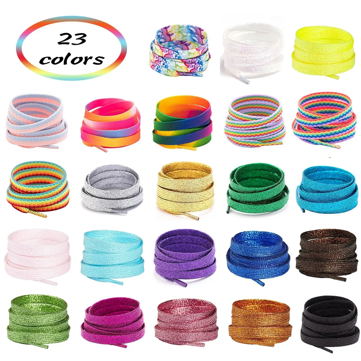 Booyckiy Colorful Shoe Laces Rainbow 47in | Premium Flat Shoelaces for Sneakers & Shoes - view 4
