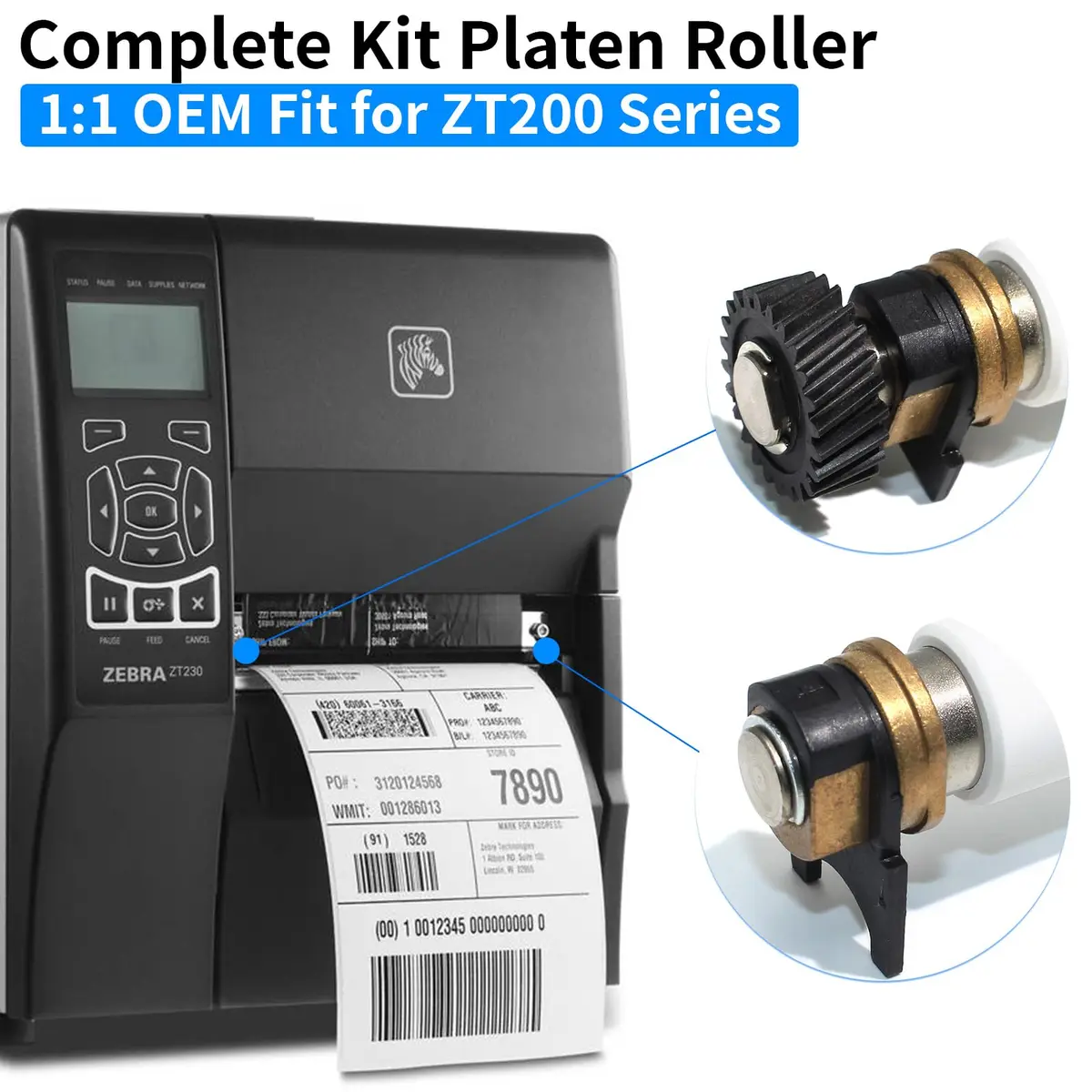PARTS P1037974-028 Kit Platen Roller for Zebra ZT200 Series Thermal Printer Transfer Roller 203/300dpi - view 2