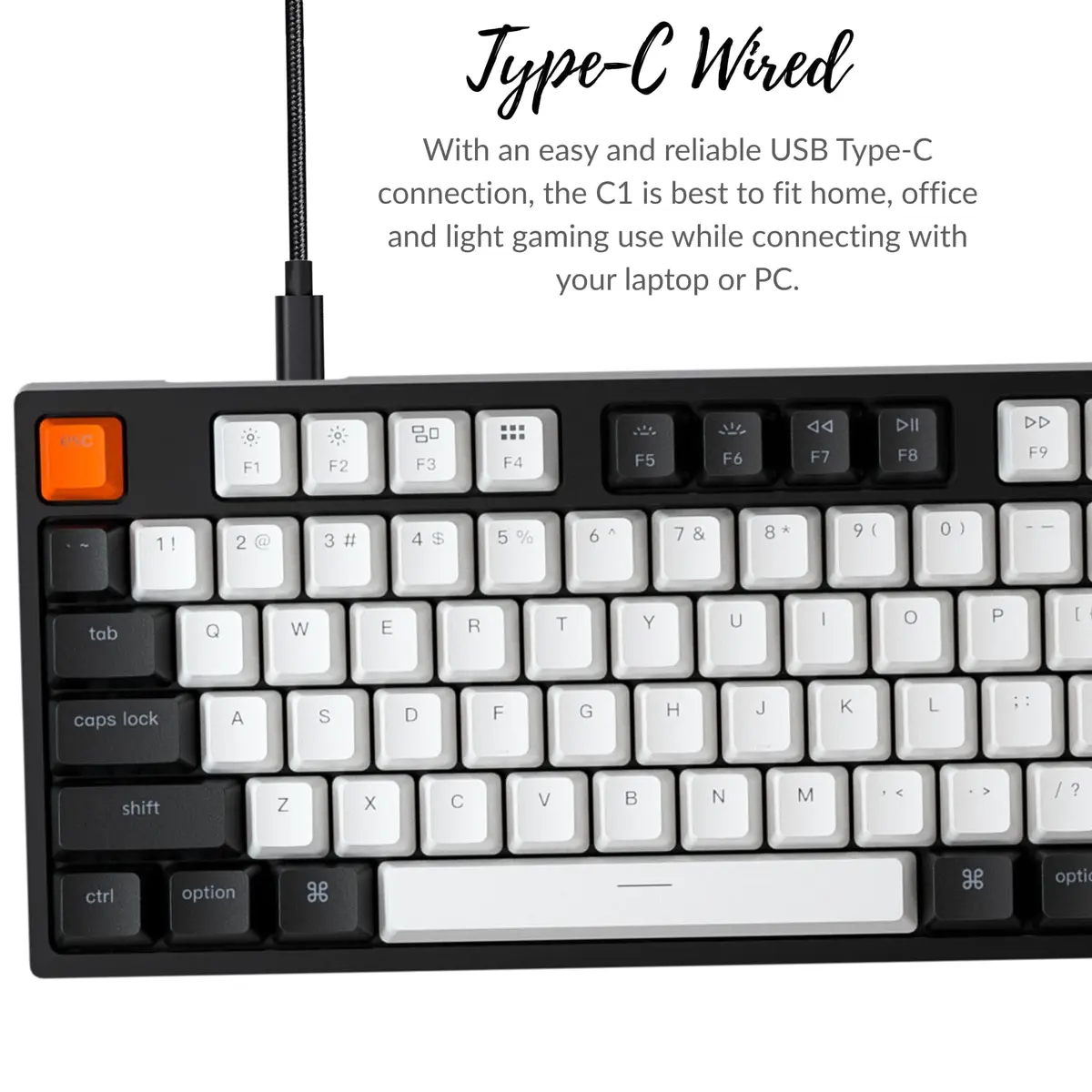 Keychron C1 Wired TKL Keyboard Gateron G Pro Red RGB Backlight | Mechanical, Compact, for Windows & Mac - view 2