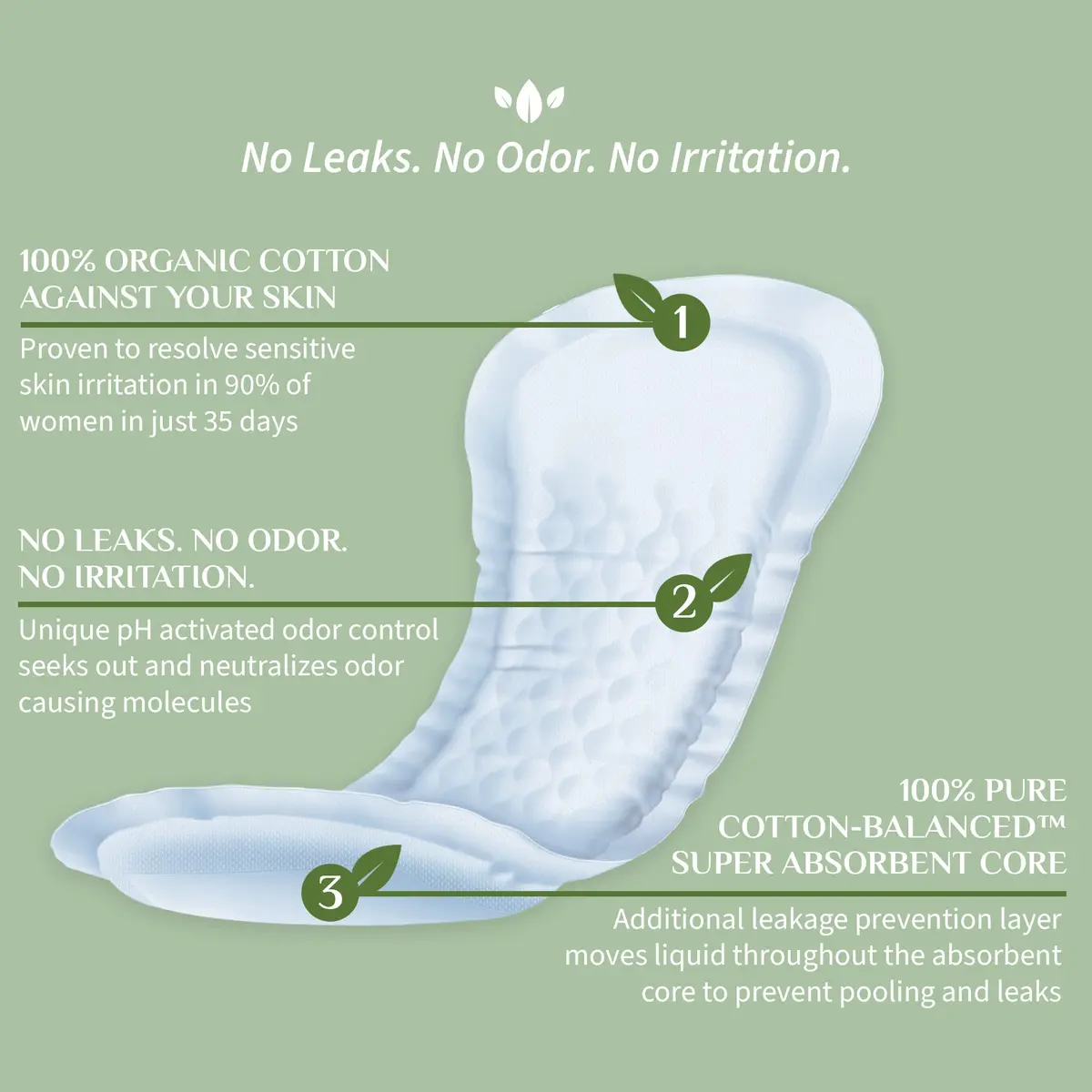 Organyc Organic Cotton Light Incontinence Pads 56 Count (4 Pack) | GOTS Certified pH Balancing Odor Control - view 2