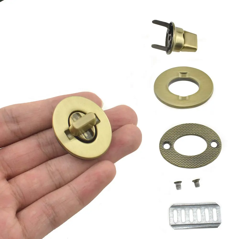 HAHIYO Twist Purse Closure Turn Locks Clip Clasps 1.4 Inch Antique Brass | Easy Install for Wallets & Handbags - main product image