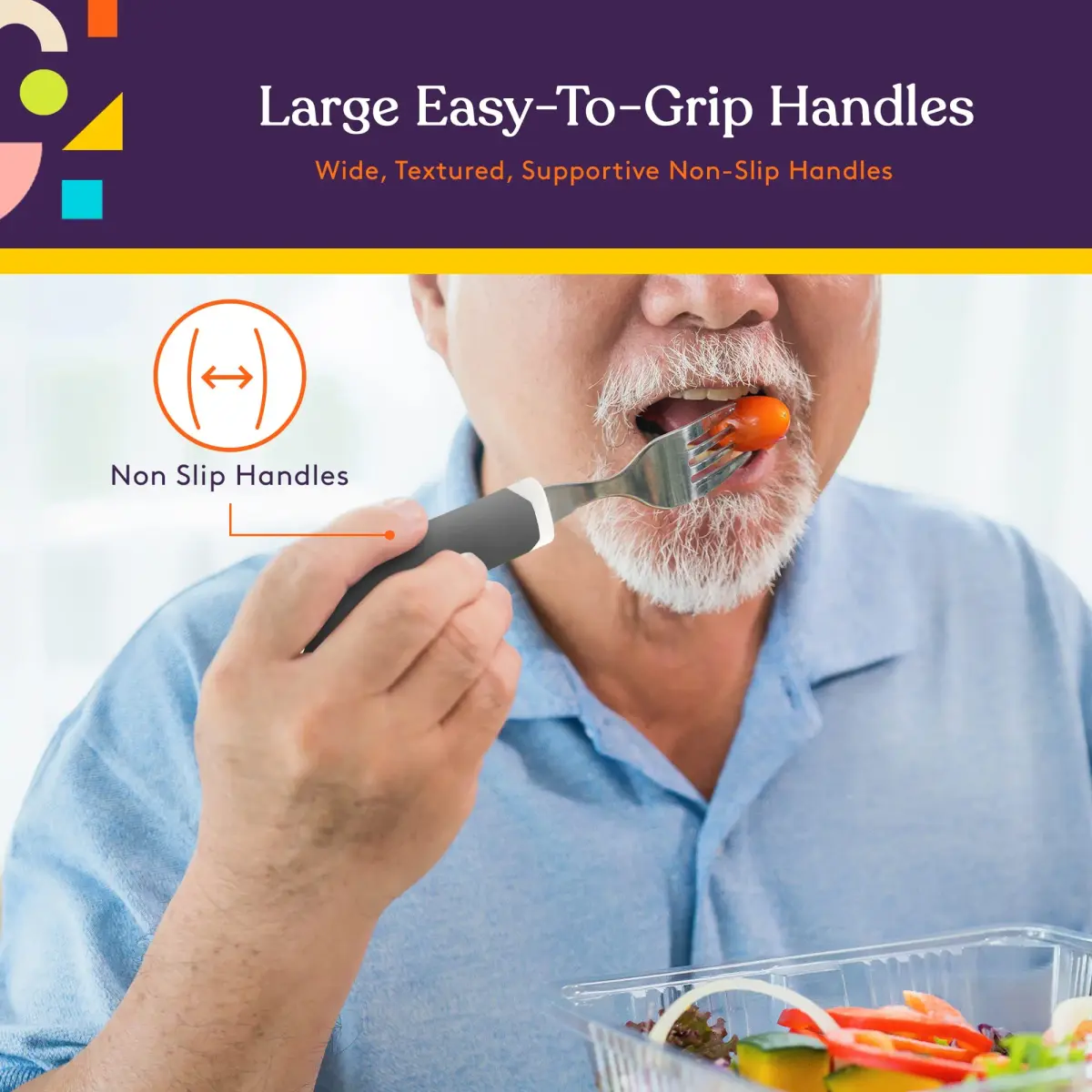 Special Supplies Adaptive Utensils 5-Piece Set Grey | Non-Weighted, Non-Slip Handles for Hand Tremors, Arthritis, Parkinson’s or Elderly Use - view 5