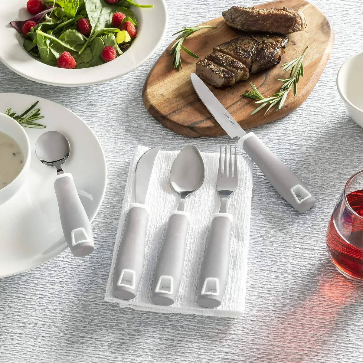 Special Supplies Adaptive Utensils 5-Piece Set Grey | Non-Weighted, Non-Slip Handles for Hand Tremors, Arthritis, Parkinson’s or Elderly Use - view 9