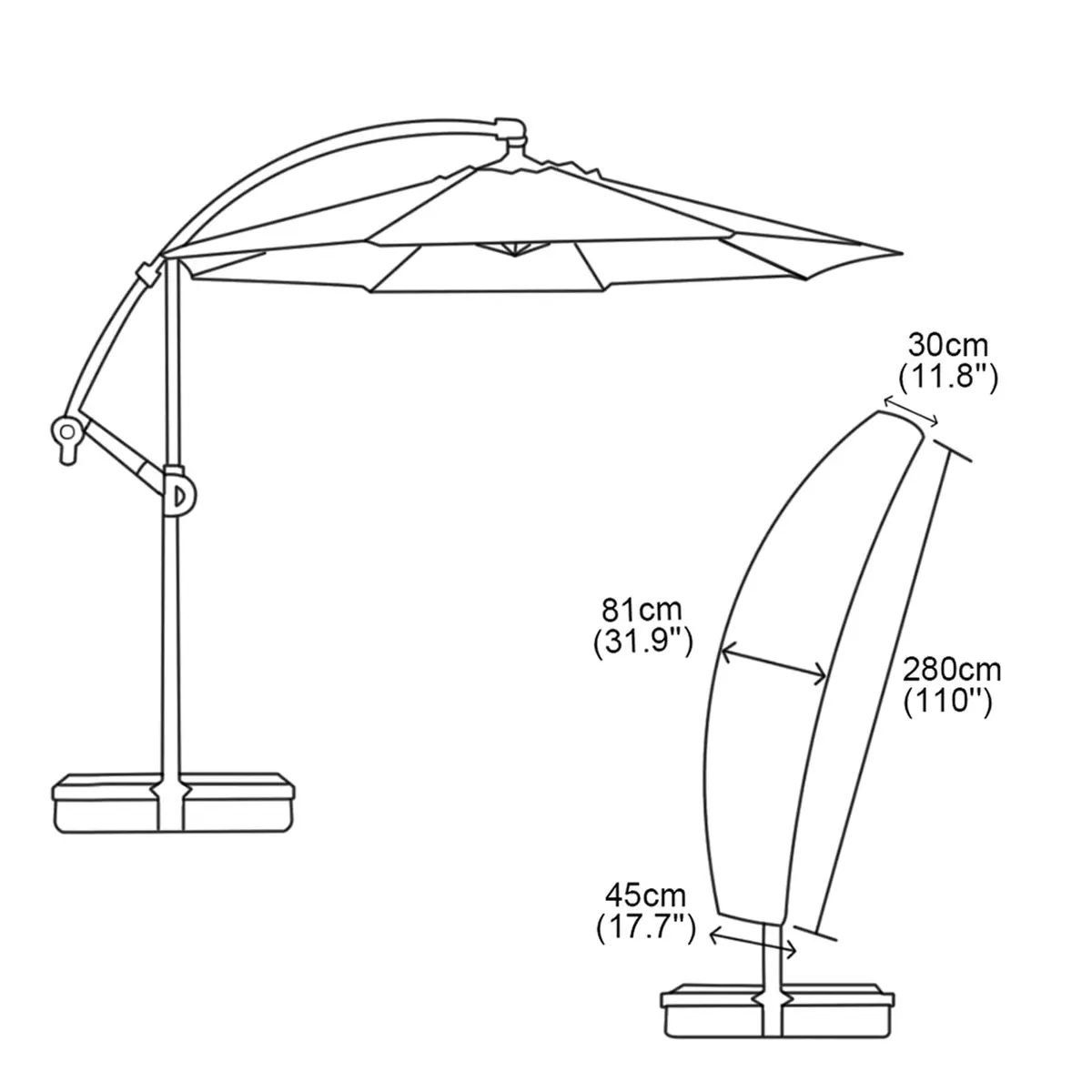 OKPOW Cantilever Patio Umbrella Cover 3.5m (11.5ft) Khaki | All-Season Waterproof Protection - view 7