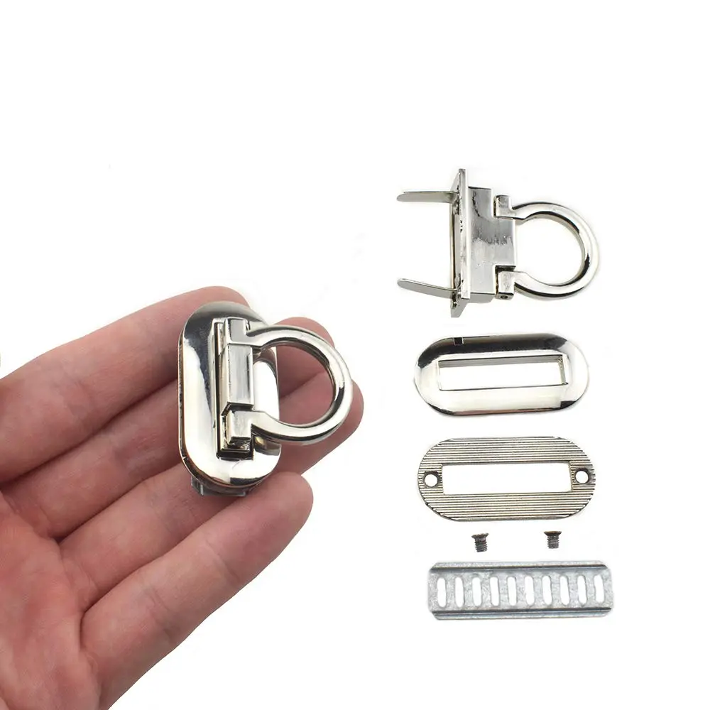HAHIYO Flip Purse Closure Turn Locks Clip Clasp 1.65 Inch Silver | Easy Install for Wallets & Handbags - main product image