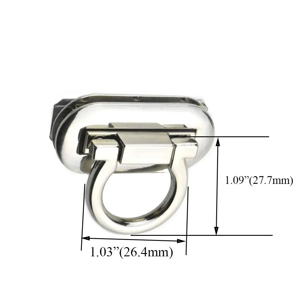 HAHIYO Flip Purse Closure Turn Locks Clip Clasp 1.65 Inch Silver | Easy Install for Wallets & Handbags - view 4