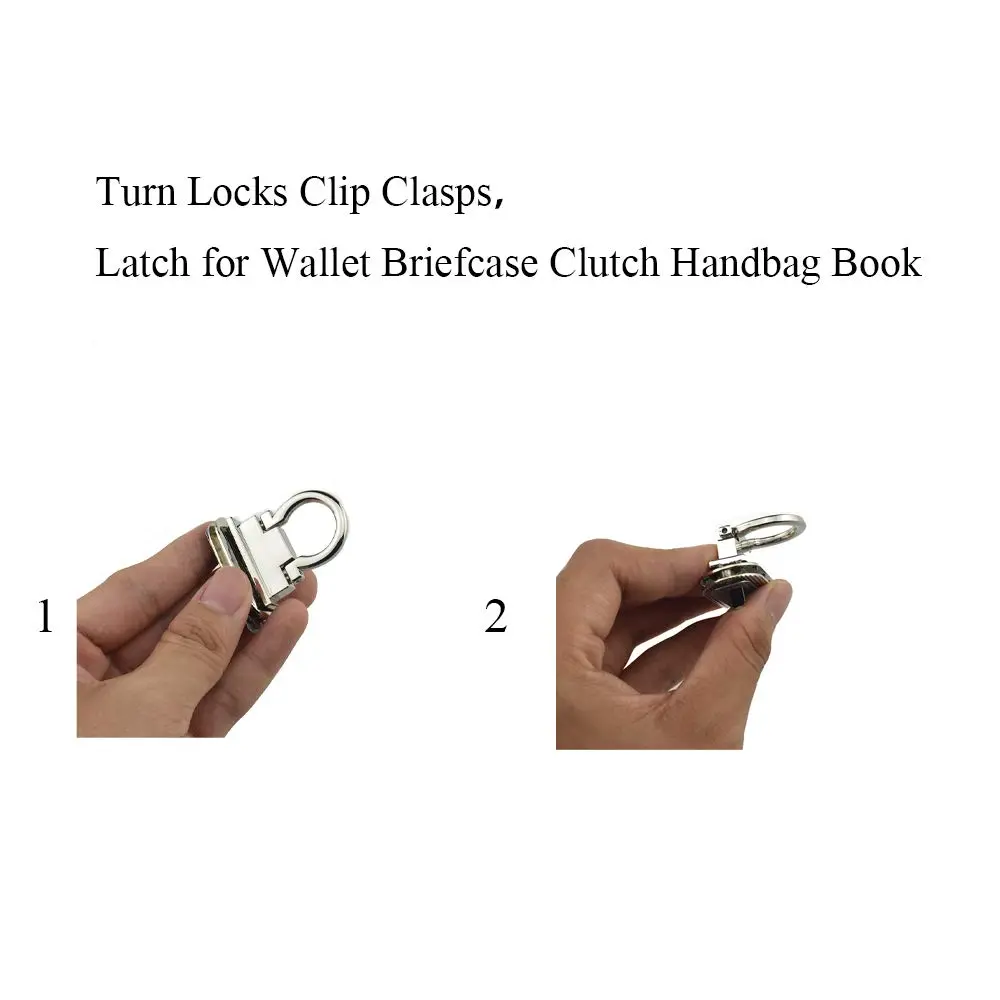 HAHIYO Flip Purse Closure Turn Locks Clip Clasp 1.65 Inch Silver | Easy Install for Wallets & Handbags - view 6