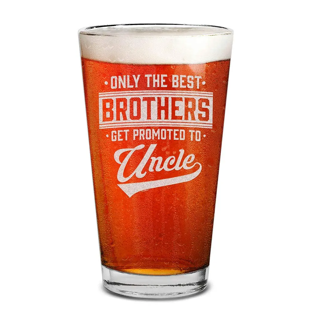 shop4ever Only the Best Brothers Get Promoted To Uncle Beer Pint Glass 16 Oz | Pregnancy Announcement Gift - main product image
