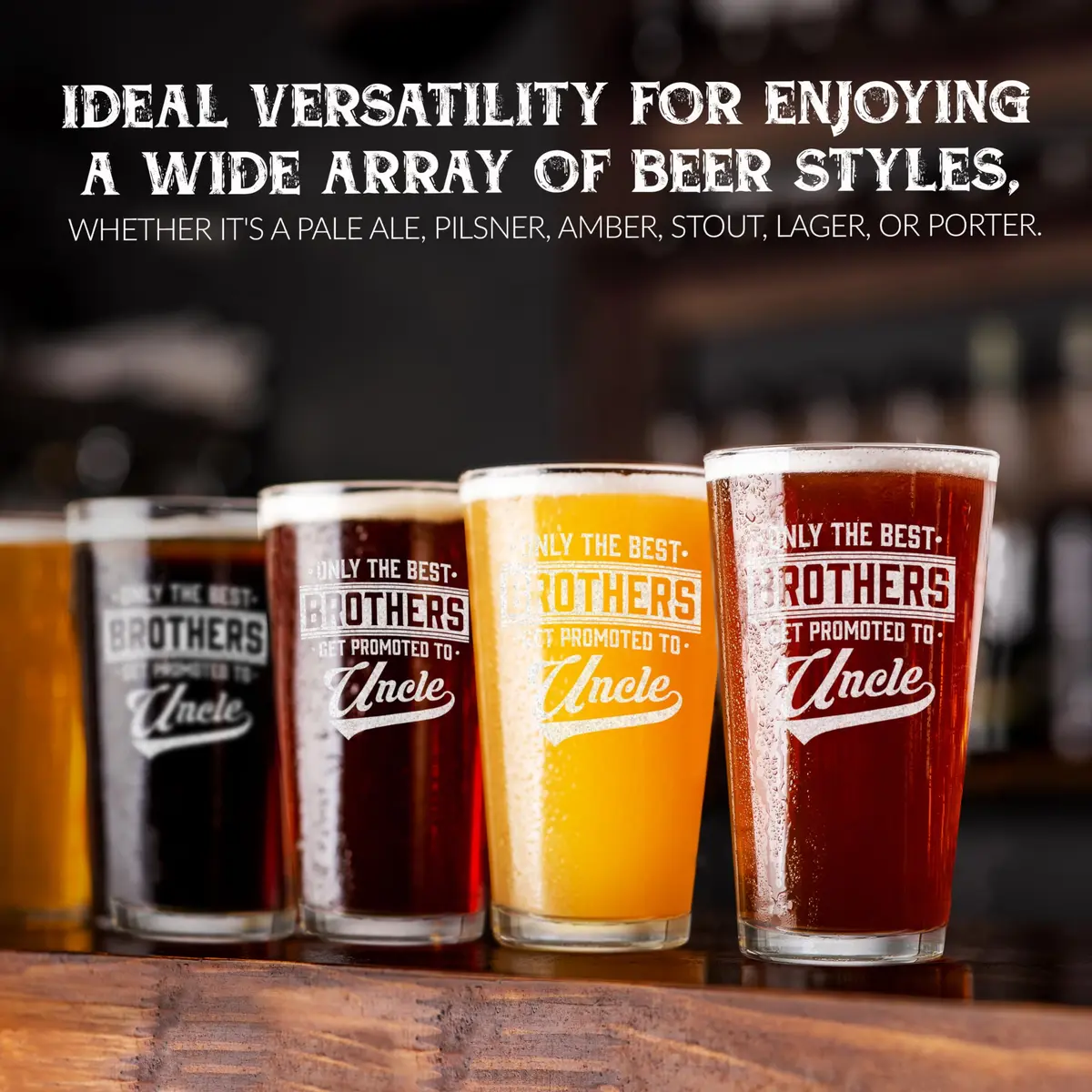 shop4ever Only the Best Brothers Get Promoted To Uncle Beer Pint Glass 16 Oz | Pregnancy Announcement Gift - view 6