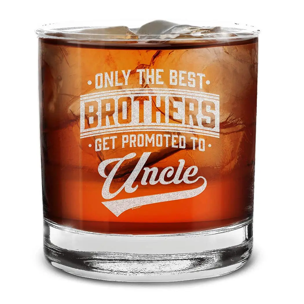 Shop4ever Only The Best Brothers Get Promoted To Uncle Engraved Whiskey Glass | 11 oz | Reusable & Dishwasher Safe - main product image