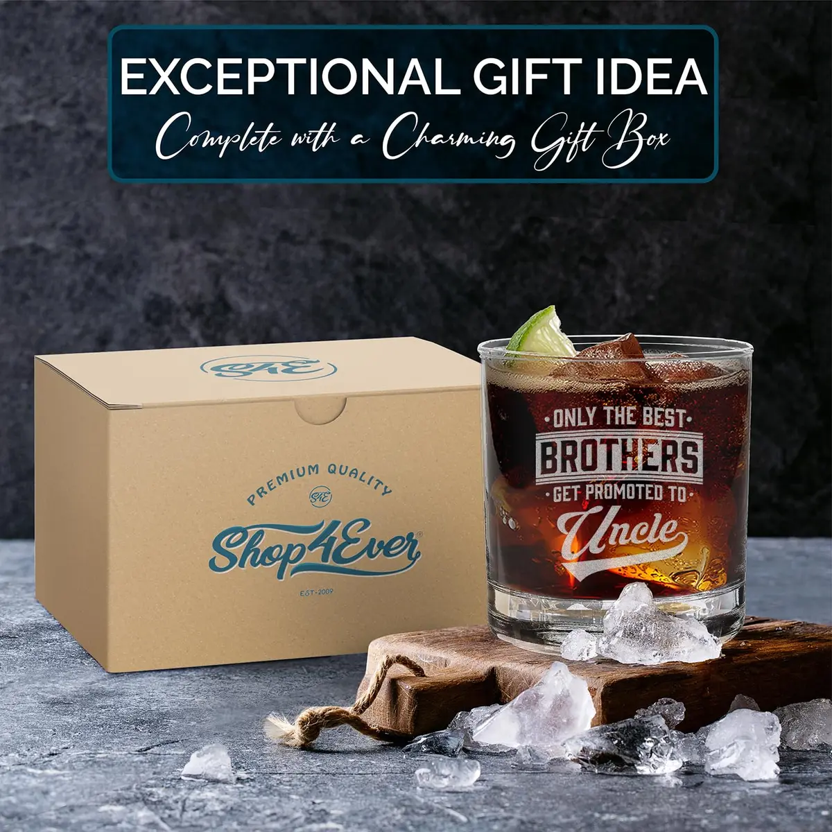 Shop4ever Only The Best Brothers Get Promoted To Uncle Engraved Whiskey Glass | 11 oz | Reusable & Dishwasher Safe - view 5