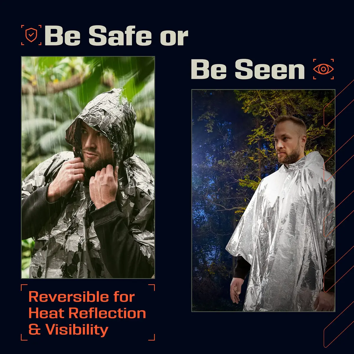 PREPARED4X Emergency Poncho with Mylar Blanket Liner 4-Pack (Camo) | Waterproof & Wind-Resistant for Survival Kits - view 4