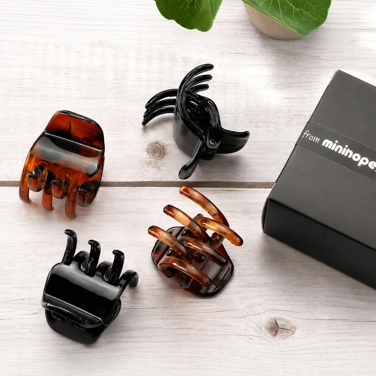 minihope Medium Claw Clips for Women - 4 Pack Hair Jaw Clips, 1.37 Inch Nonslip Hair Accessories for Easy Updo, Makeup & Face Washing, Black and Brown Plastic Hair Claws for All Hair Types - view 8