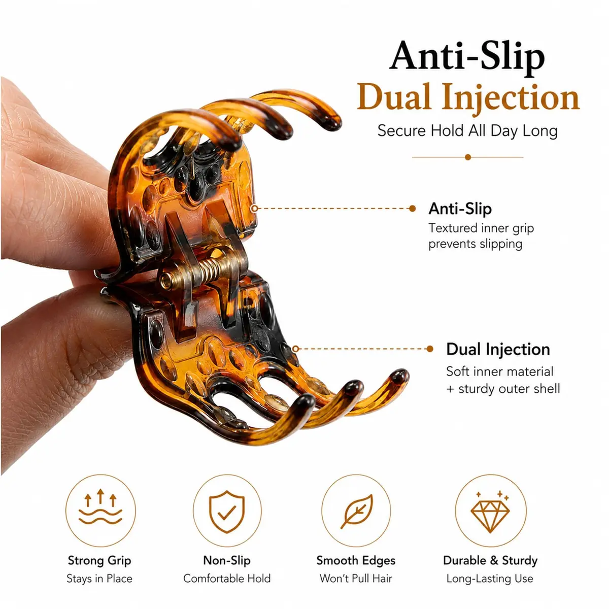 minihope Medium Claw Clips for Women - 4 Pack Hair Jaw Clips, 1.37 Inch Nonslip Hair Accessories for Easy Updo, Makeup & Face Washing, Black and Brown Plastic Hair Claws for All Hair Types - view 3