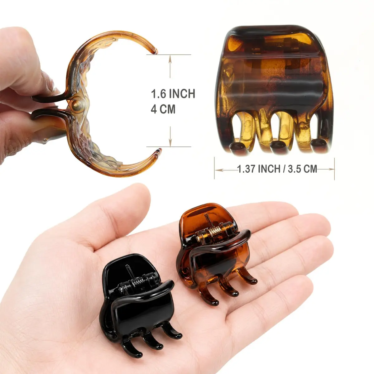 minihope Medium Claw Clips for Women - 4 Pack Hair Jaw Clips, 1.37 Inch Nonslip Hair Accessories for Easy Updo, Makeup & Face Washing, Black and Brown Plastic Hair Claws for All Hair Types - view 4