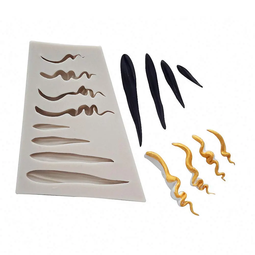 Fewo Girl Doll Hair Silicone Clay Mold Woman Hair Fondant Mould 8.5cm x 13.8cm | Food-Grade Silicone Craft Tool - view 3