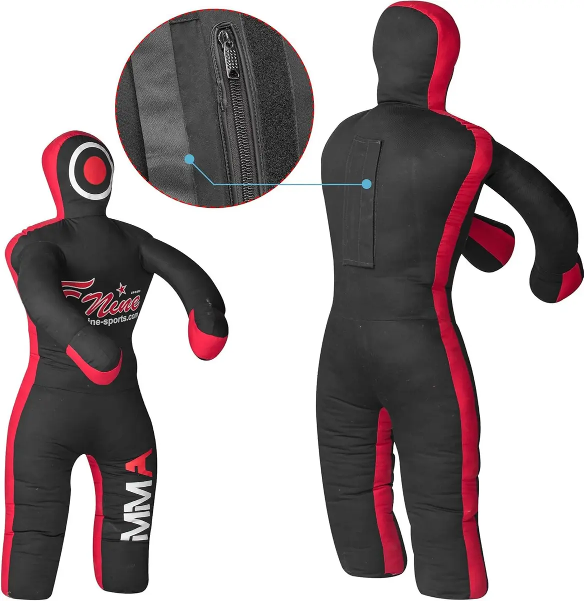 FNine Sports MMA Grappling Dummy Unfilled Canvas Bag Black Red 120 cm (47 Inches) | Practice Submission Lifting Throwing - view 3