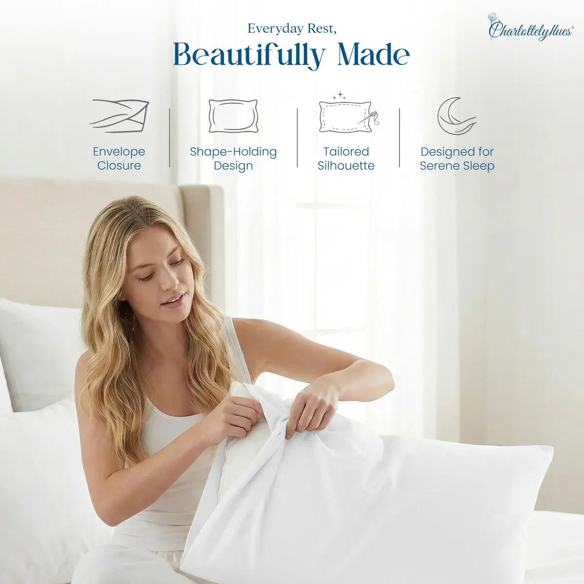 CharlottelyHues Pillowcases Set of 2 100% Egyptian Cotton King White | Luxurious, Durable & Cooling Bed Cover - view 4