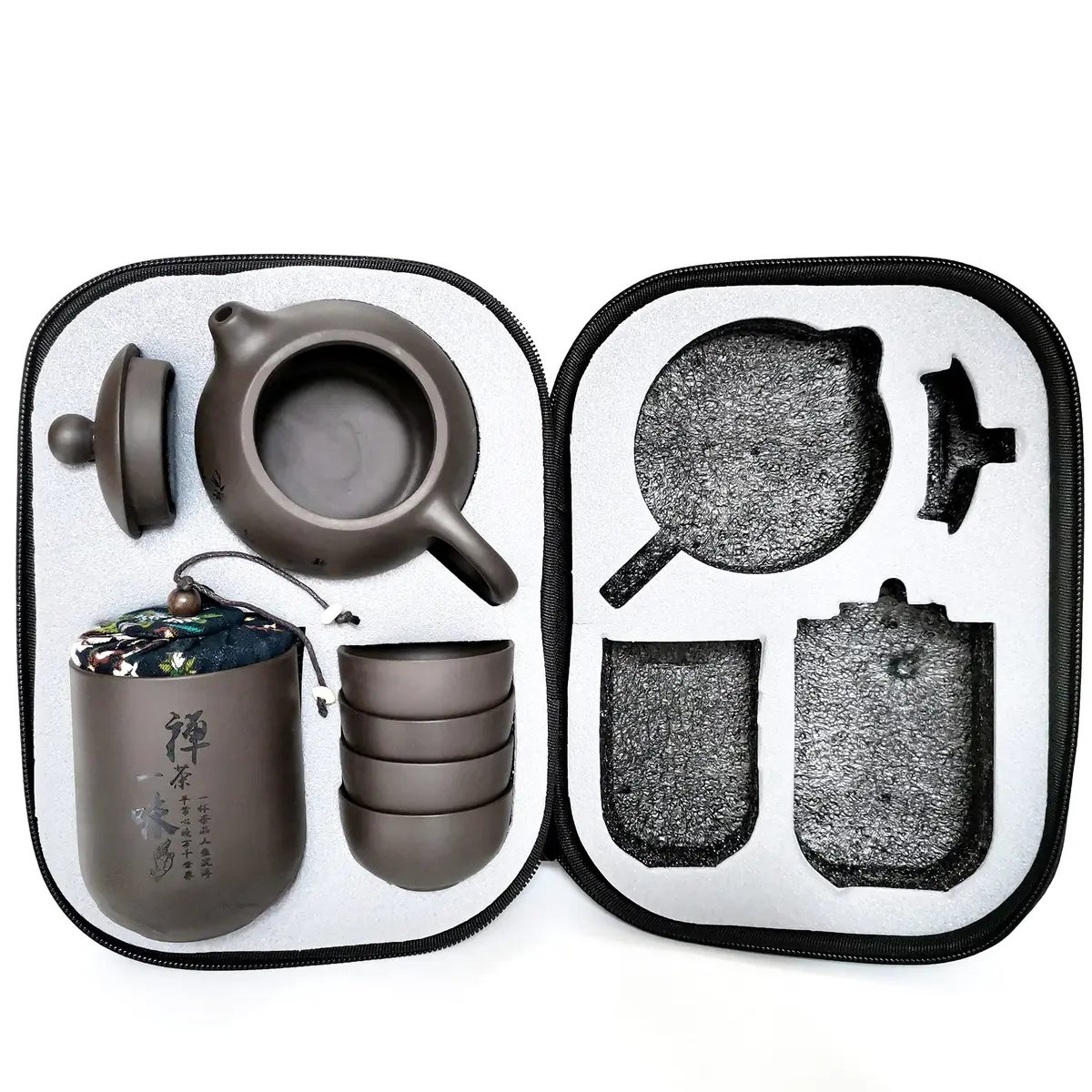 muyule Handmade Ceramic Portable Tea Set with Travel Bag, 255ml (8.6 fl oz) | Traditional Chinese Kung Fu Tea Ceremony - main product image