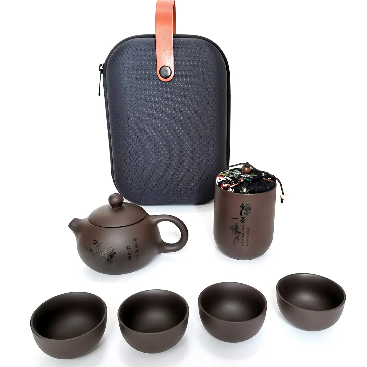 muyule Handmade Ceramic Portable Tea Set with Travel Bag, 255ml (8.6 fl oz) | Traditional Chinese Kung Fu Tea Ceremony - view 5