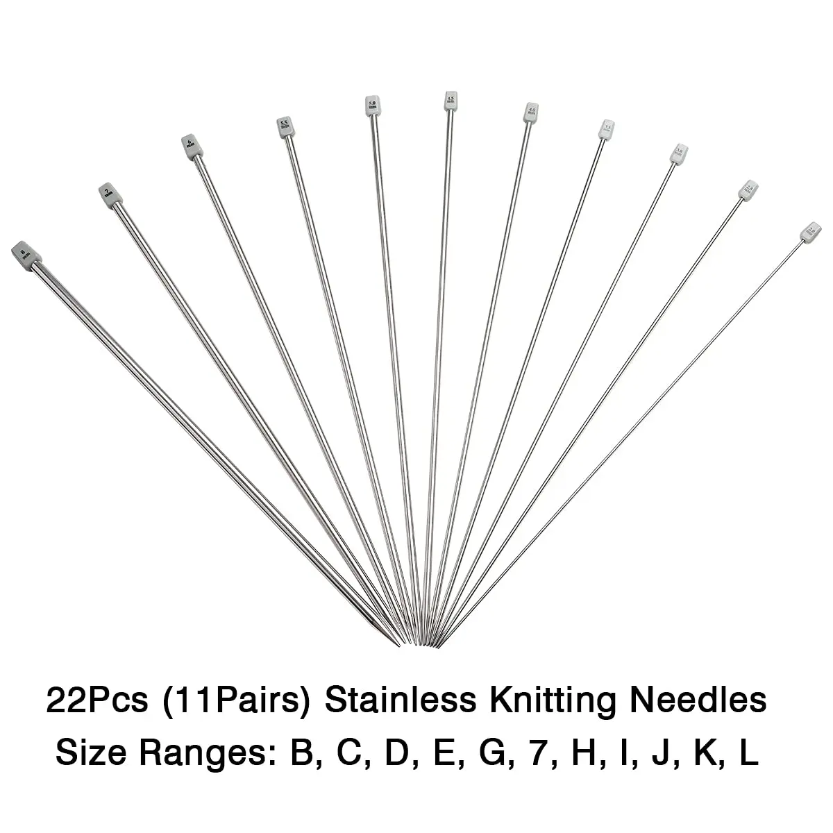 KOKNIT Knitting Needle Set 13.5'' | 22PCS Stainless Steel, Lightweight, Full Size, Travel Ready - view 3
