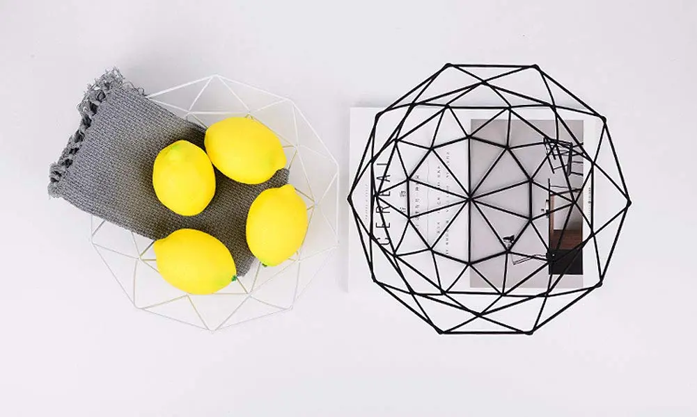 IBWell Geometric Metal Wire Fruit Bowl Black | Modern Iron Arts Storage Basket for Kitchen Counter (27cm / 10.6 inches) - view 4