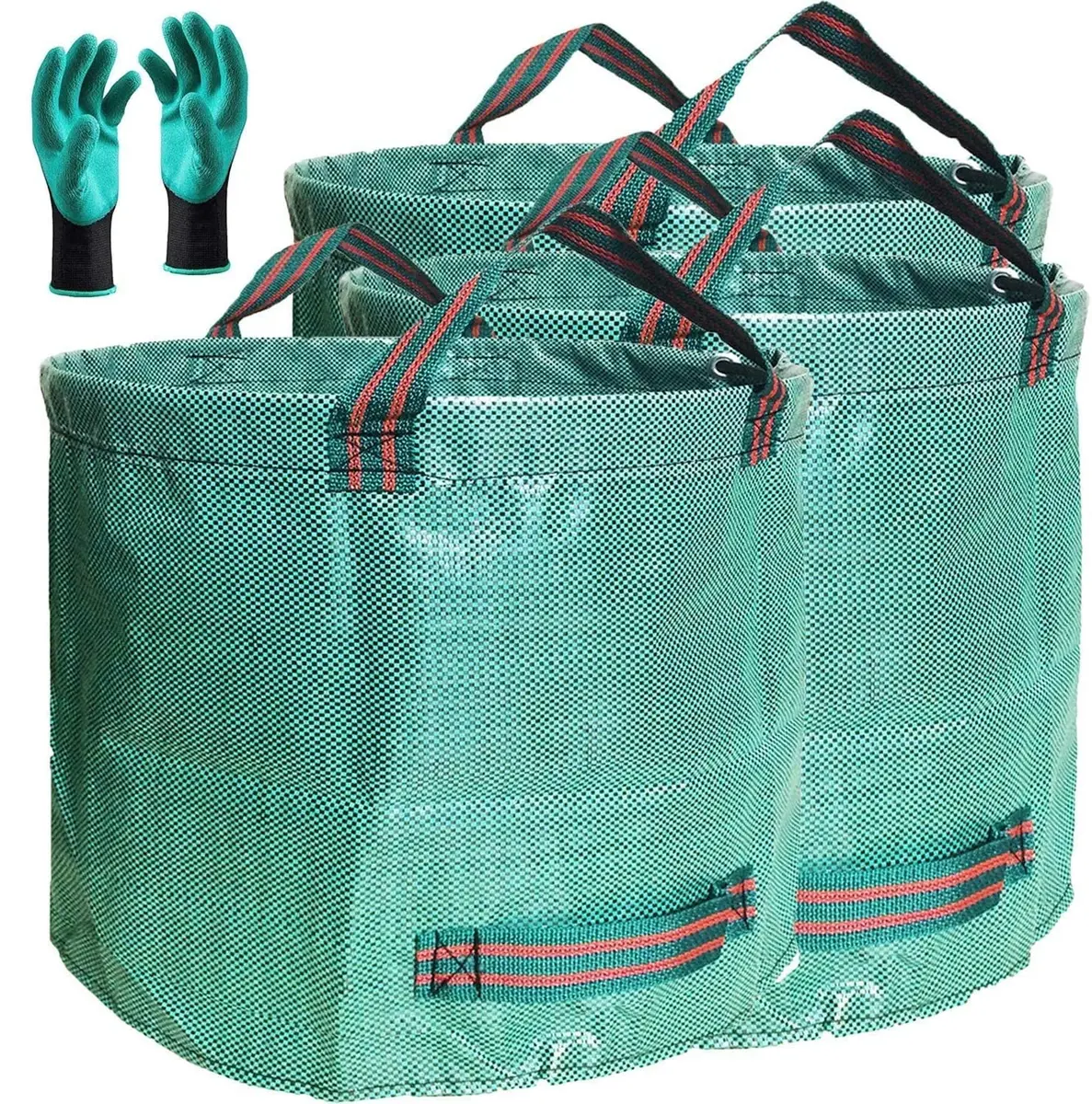 Tespher Lawn Garden Waste Bags 137 Gallon | Heavy Duty Reusable Yard Debris Containers (D34,H34 in) with Gardening Gloves - main product image