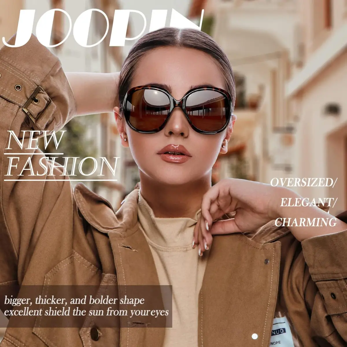 Joopin Oversized Butterfly Sunglasses - Tortoise/Brown Frame with Brown Polarized Lenses - view 2