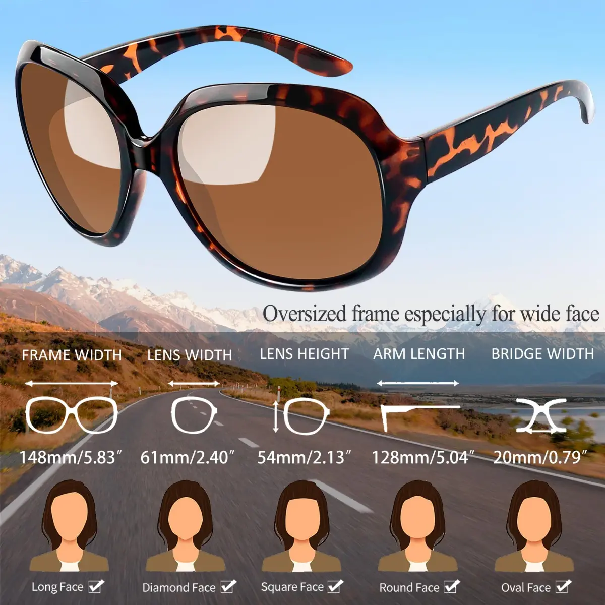 Joopin Oversized Butterfly Sunglasses - Tortoise/Brown Frame with Brown Polarized Lenses - view 3