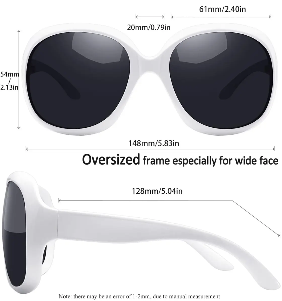 Joopin B05 Gloss White/Black Oversized Butterfly Sunglasses for Women | Polarized UV400 Protection - view 4