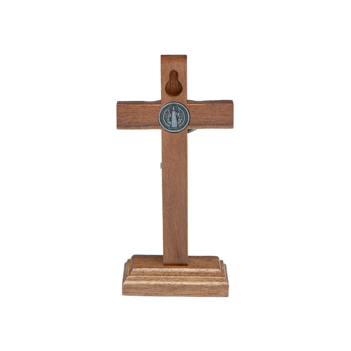 Intercession St. Benedict Crucifix with Antique Silver 5 inch (12.7 cm) Wood Cross | Faith Statement - view 3