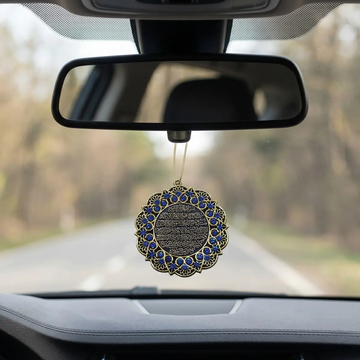 Modefa Star-Shaped Ayatul Kursi Nazar Dua Car Mirror Hanger 7cm | Intricate Arabic Calligraphy - view 2