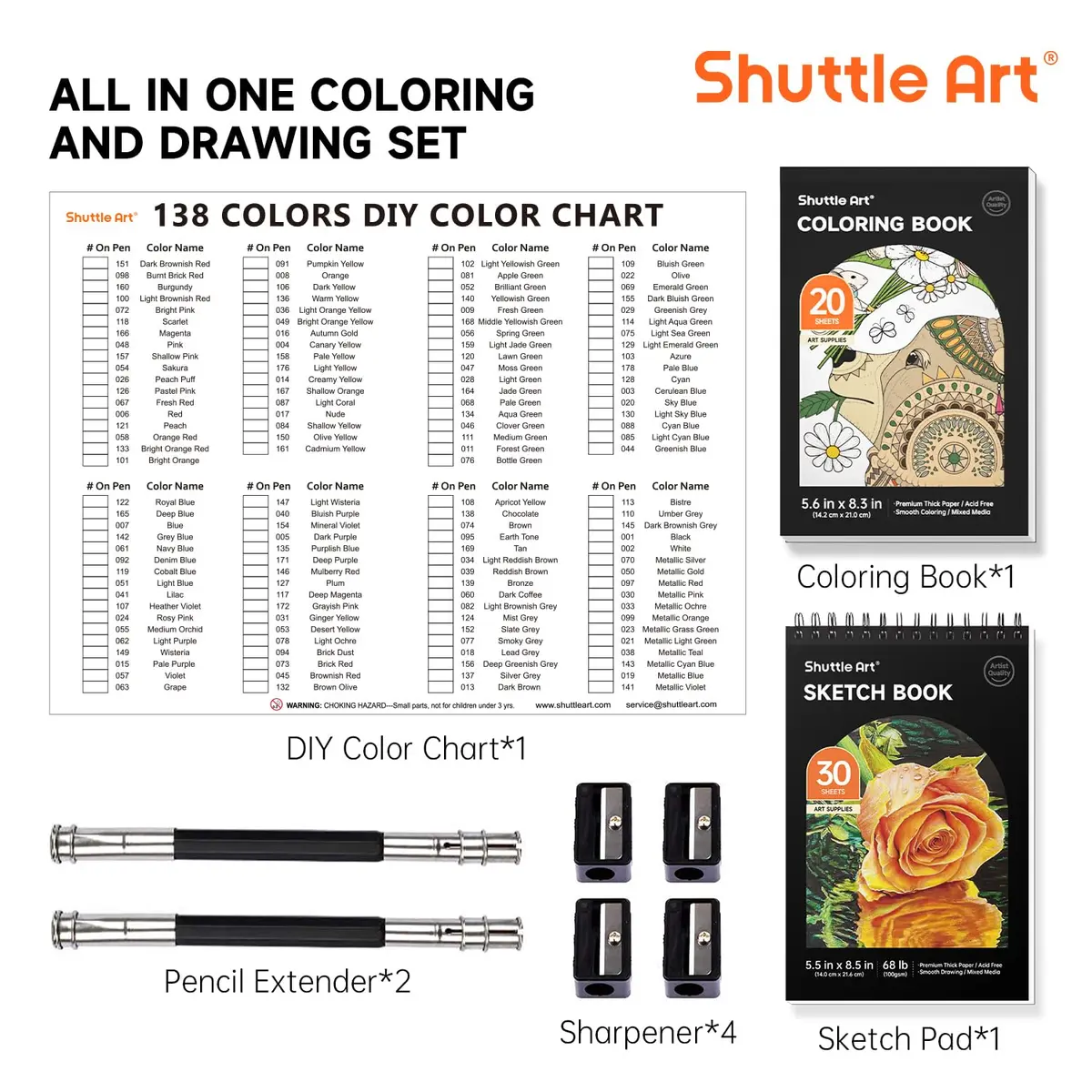 Shuttle Art 138 Colored Pencils Set with Sketch Pad & Book | Vibrant, Break-Resistant, Perfect for Artists & Kids - view 6