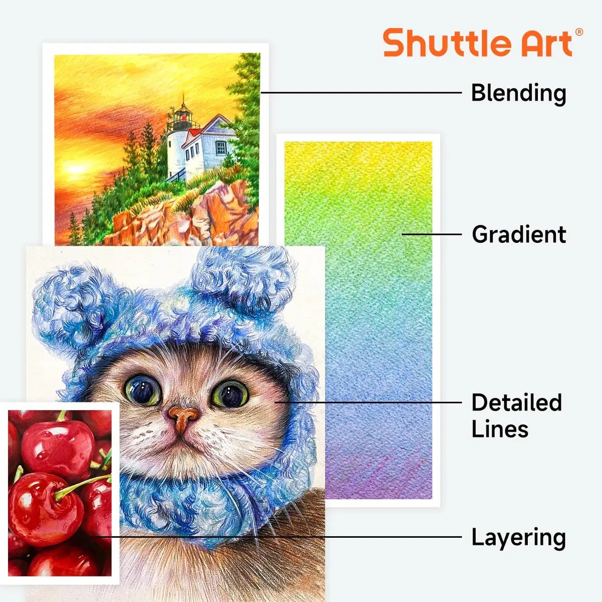 Shuttle Art 138 Colored Pencils Set with Sketch Pad & Book | Vibrant, Break-Resistant, Perfect for Artists & Kids - view 7