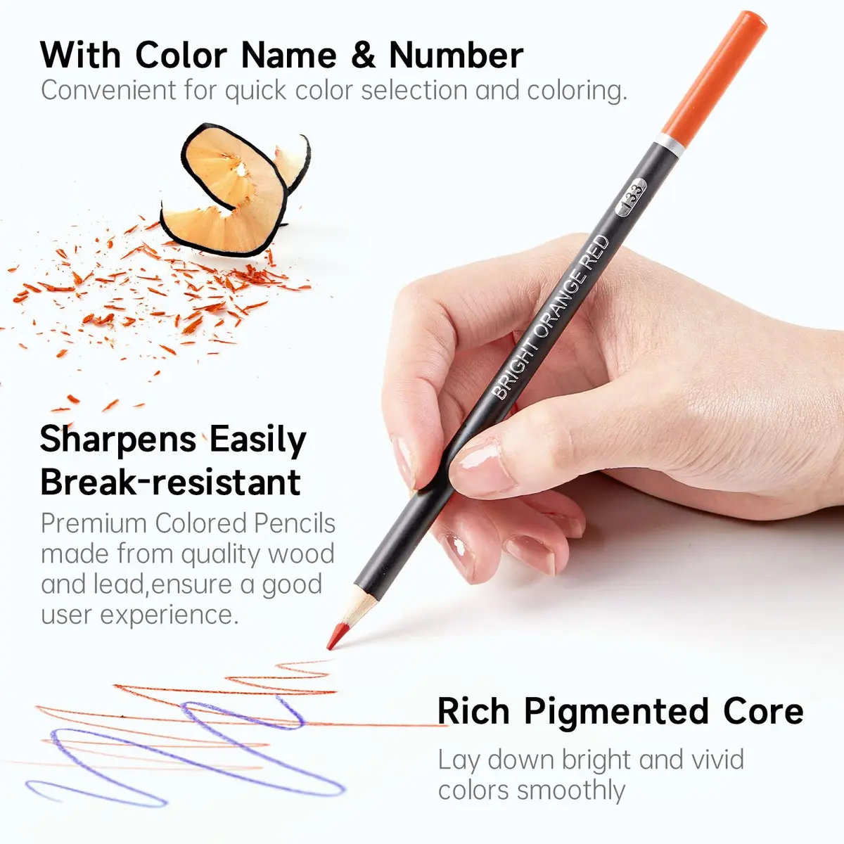 Shuttle Art 138 Colored Pencils Set with Sketch Pad & Book | Vibrant, Break-Resistant, Perfect for Artists & Kids - view 4