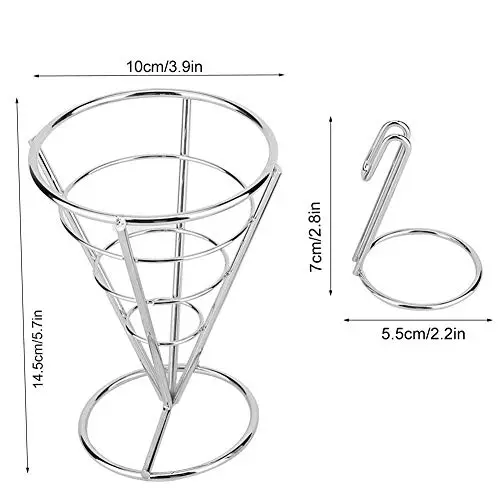 Zerodis Double Cup French Fry Stand with Sauce Holder | Metal Wire Basket for Kitchen Home Parties Backyard Picnics - view 3