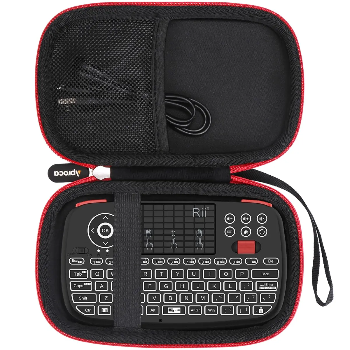 Aproca Case for Rii i4 Mini Bluetooth Keyboard | Durable EVA & 1680D Material, Black - main product image