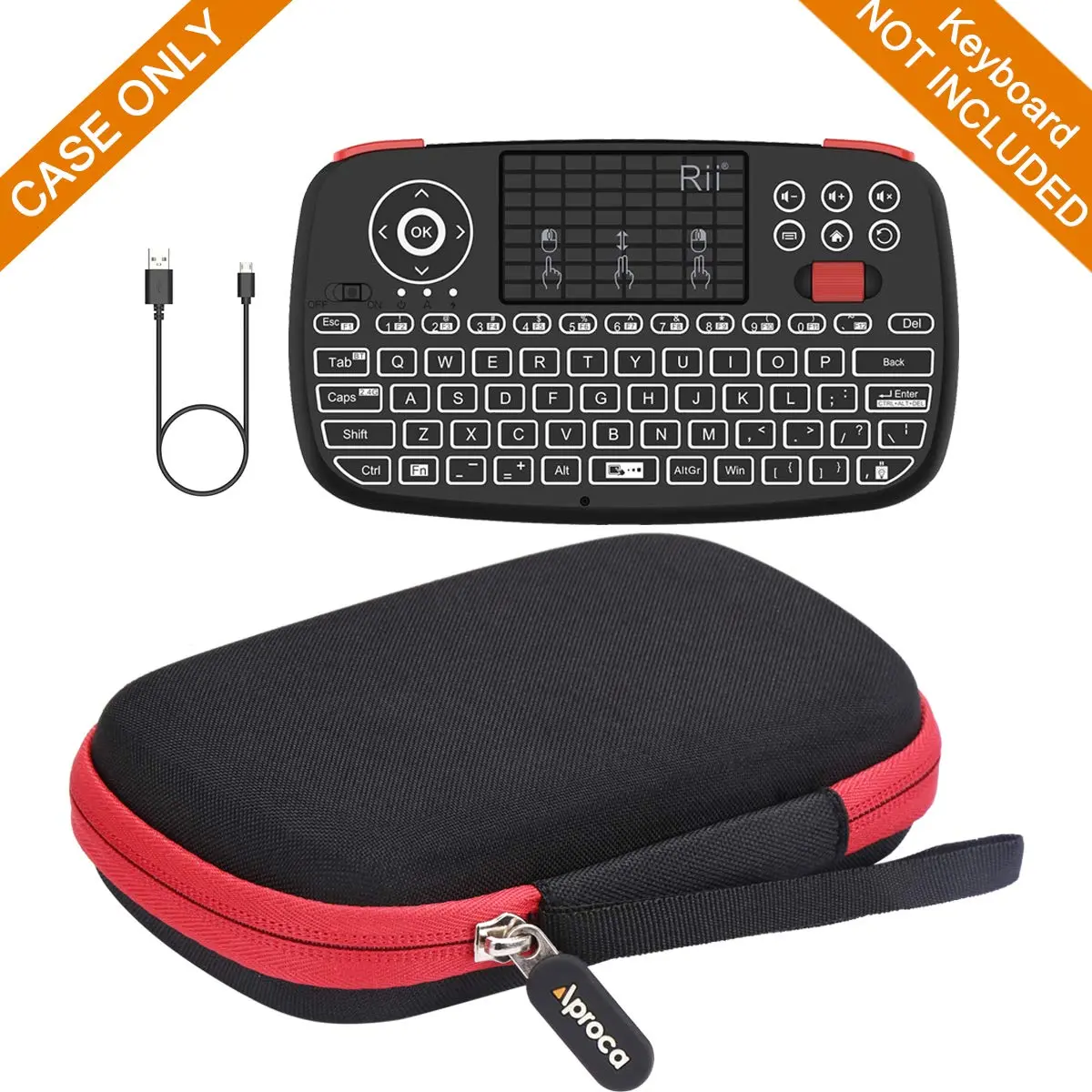 Aproca Case for Rii i4 Mini Bluetooth Keyboard | Durable EVA & 1680D Material, Black - view 4