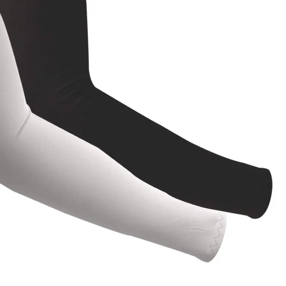 FOOTINSOLE.COM SunDefender Cooling Arm Sleeves with UPF 50+ UV Protection | Black + White (2 Pairs, 39cm/15in) - main product image
