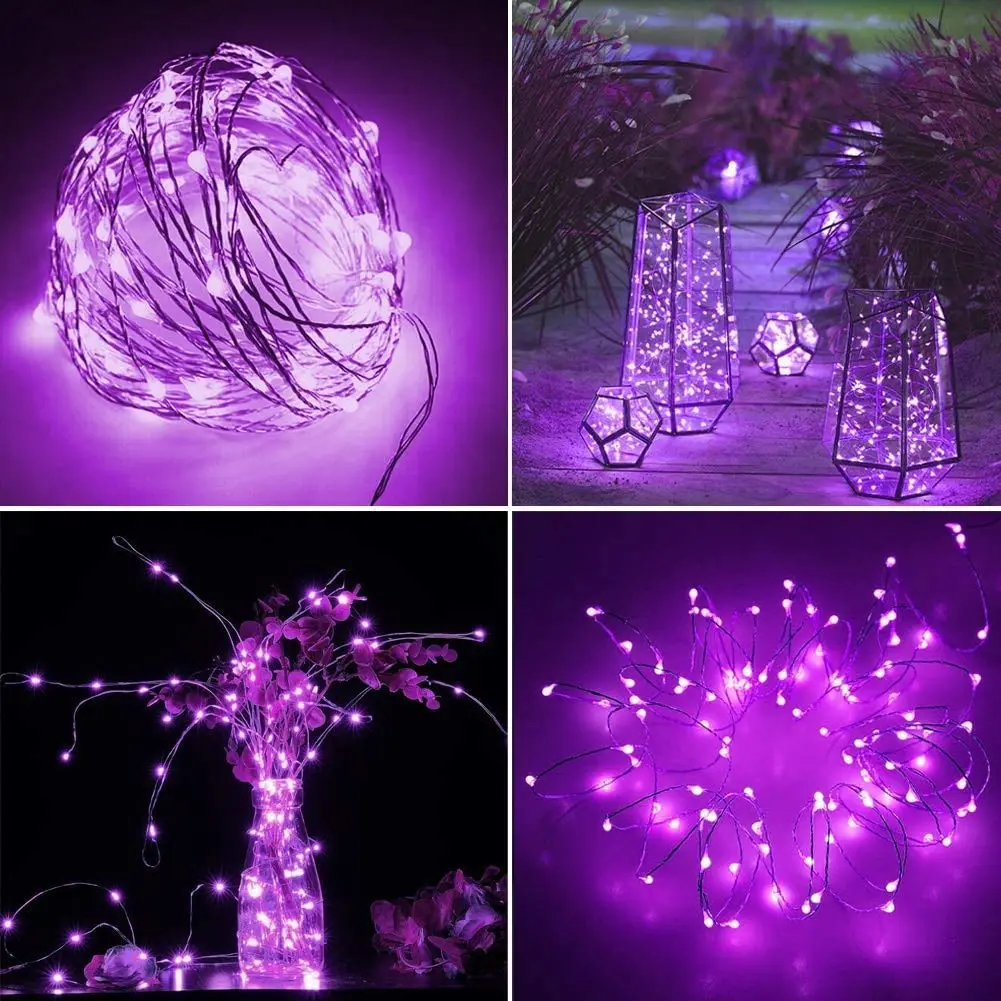 Twinkle Star 33ft 100 LED Purple Battery Operated String Lights | Modern Halloween Decor - view 2