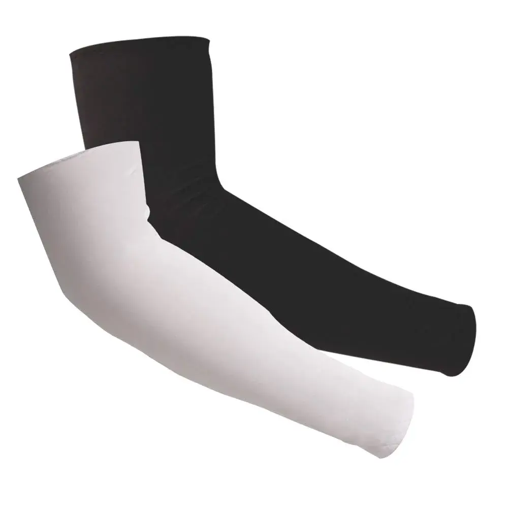 FOOTINSOLE.COM Cooling Arm Sleeves for Men & Women | 39cm (15.4in) Length, UPF 50+ UV Protection | Black + Gray (2 Pairs) - main product image