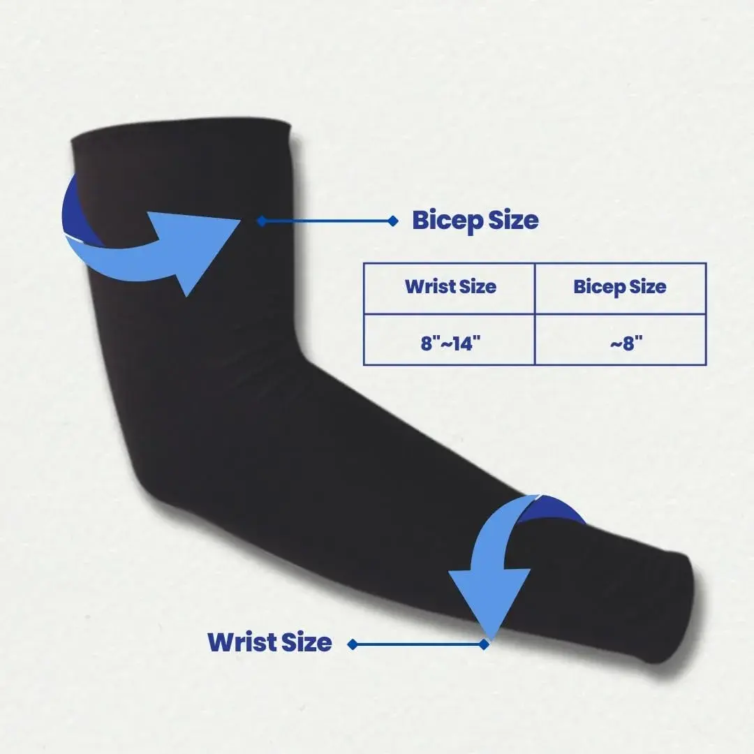 FOOTINSOLE.COM Cooling Arm Sleeves for Men & Women | 39cm (15.4in) Length, UPF 50+ UV Protection | Black + Gray (2 Pairs) - view 8