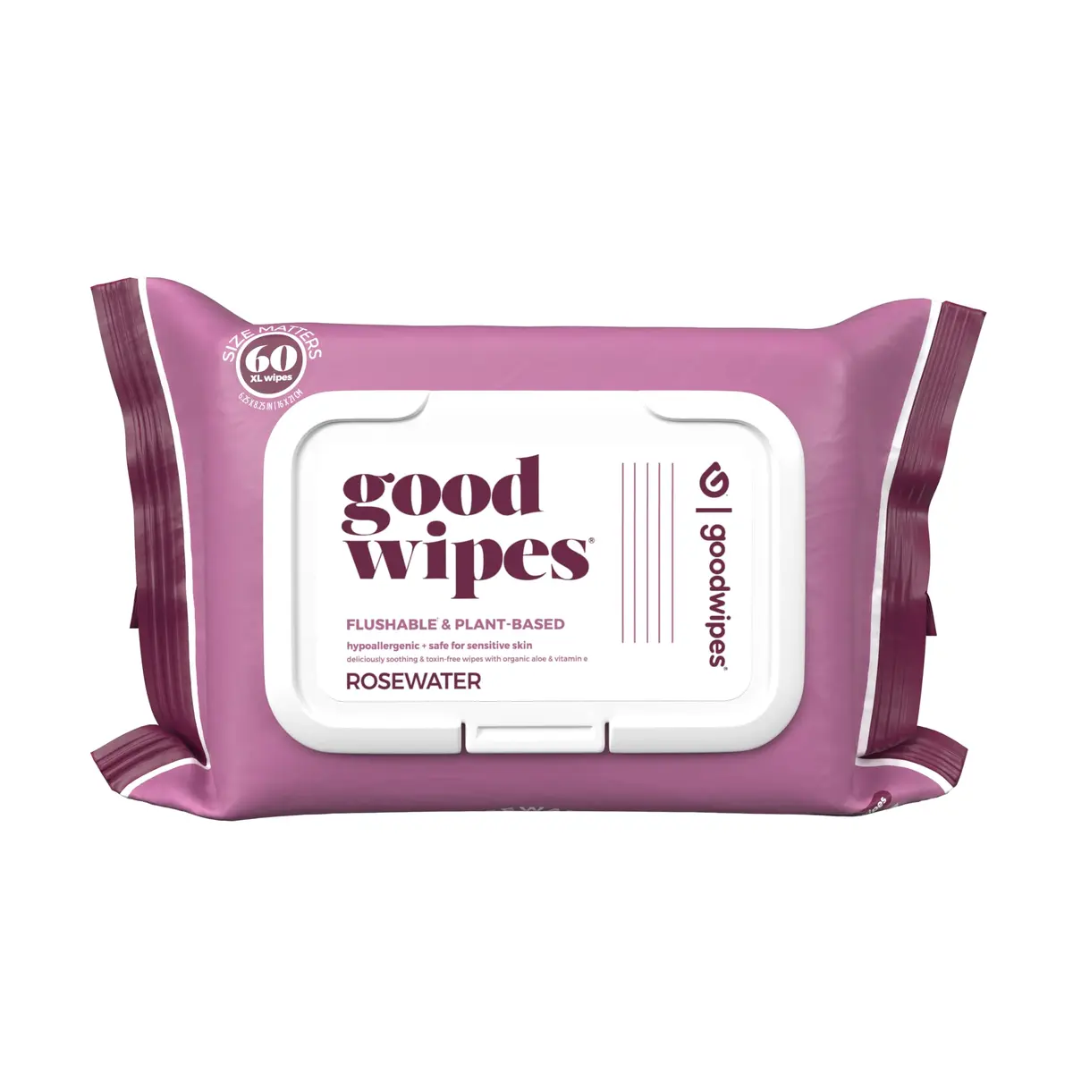 goodwipes Flushable Butt Wipes with Vitamin E & Aloe, 60 Count | Septic & Sewer Safe for Sensitive Skin - main product image