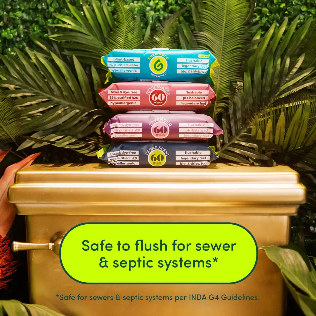goodwipes Flushable Butt Wipes with Vitamin E & Aloe, 60 Count | Septic & Sewer Safe for Sensitive Skin - view 4