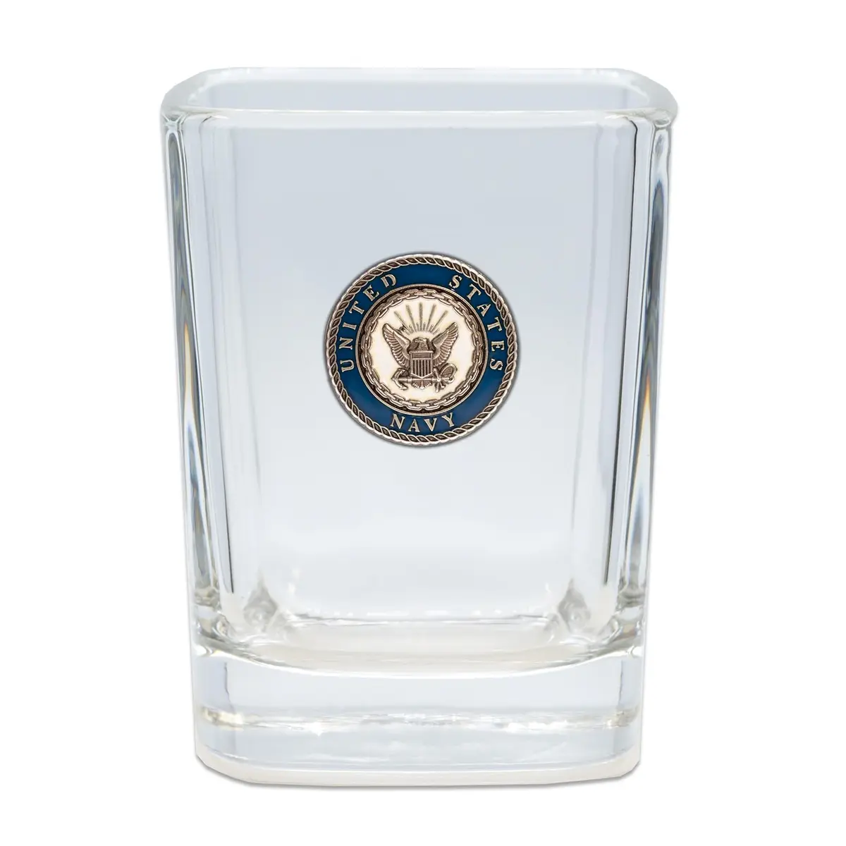 Indiana Metal Craft US Navy Crest Enamel Emblem Shot Glass | 2.5 oz Square, Made in USA - main product image