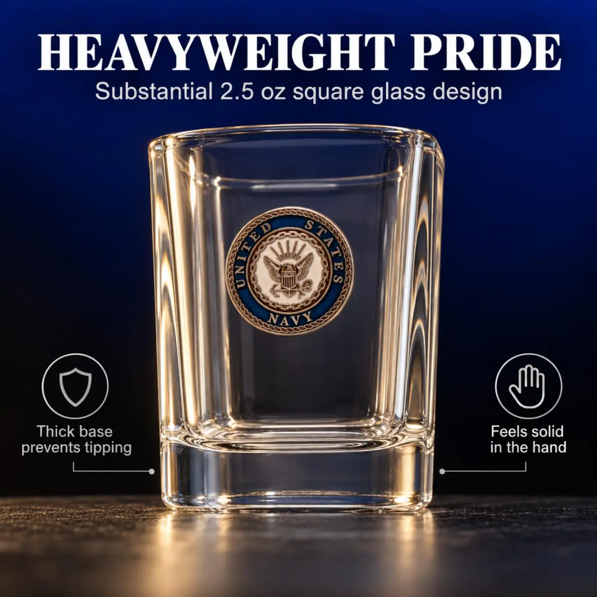 Indiana Metal Craft US Navy Crest Enamel Emblem Shot Glass | 2.5 oz Square, Made in USA - view 7