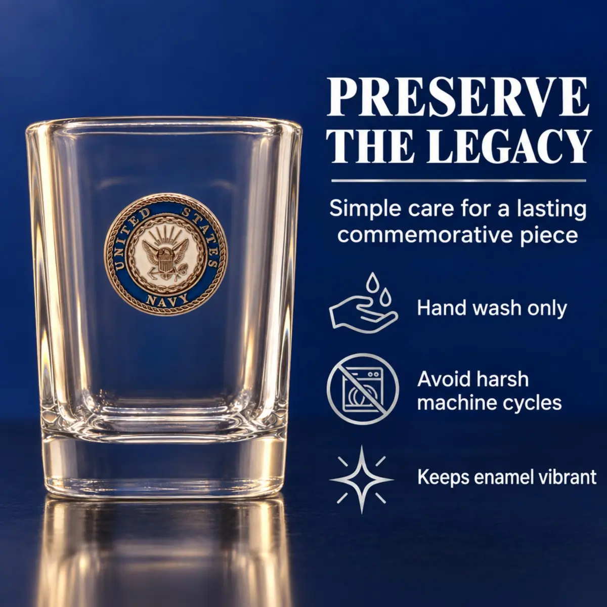 Indiana Metal Craft US Navy Crest Enamel Emblem Shot Glass | 2.5 oz Square, Made in USA - view 8