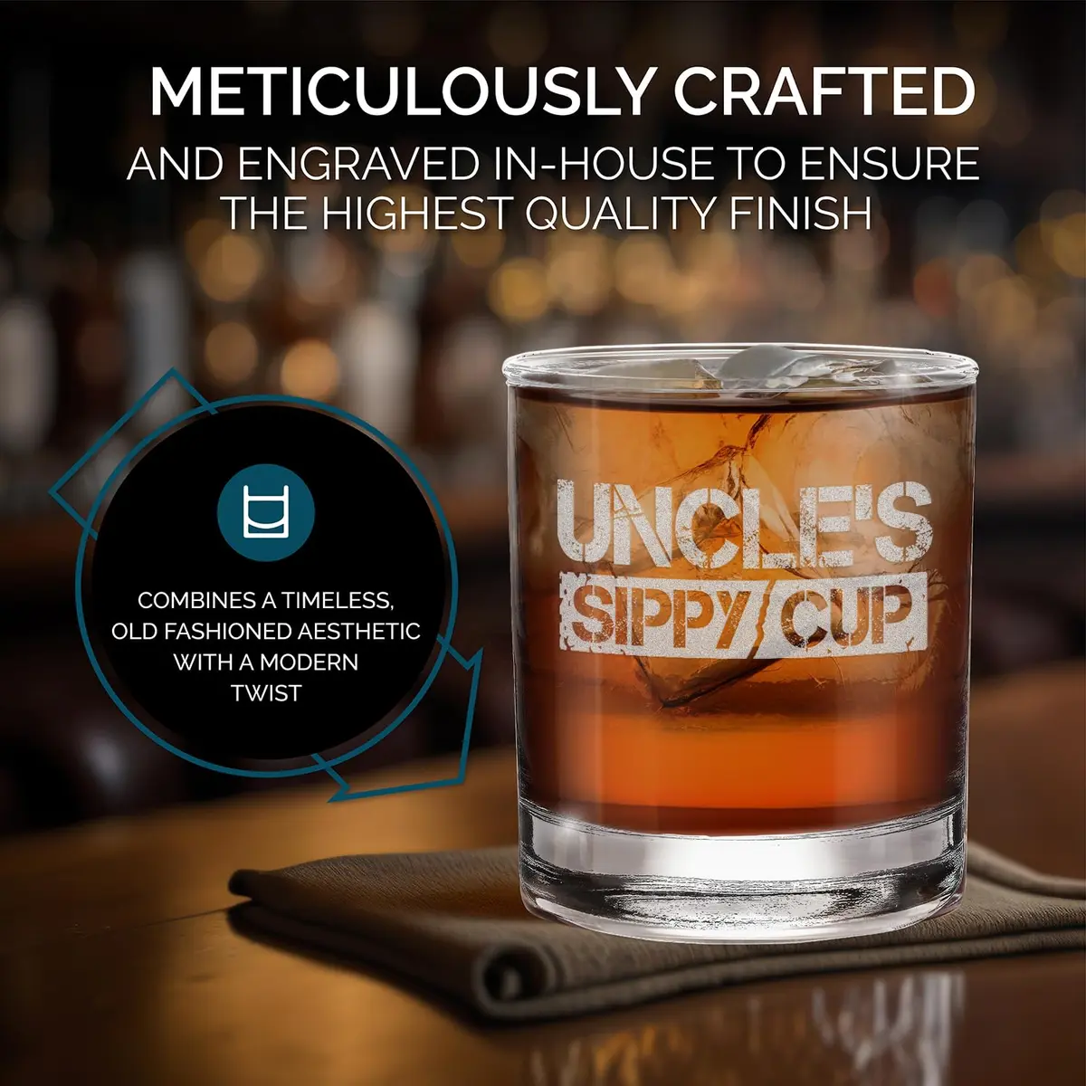 shop4ever Uncle's Sippy Cup Engraved Whiskey Glass, 11 oz | Perfect Uncle Gift - view 4