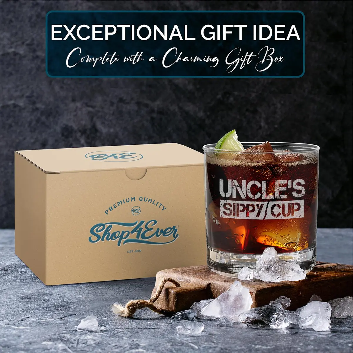 shop4ever Uncle's Sippy Cup Engraved Whiskey Glass, 11 oz | Perfect Uncle Gift - view 6
