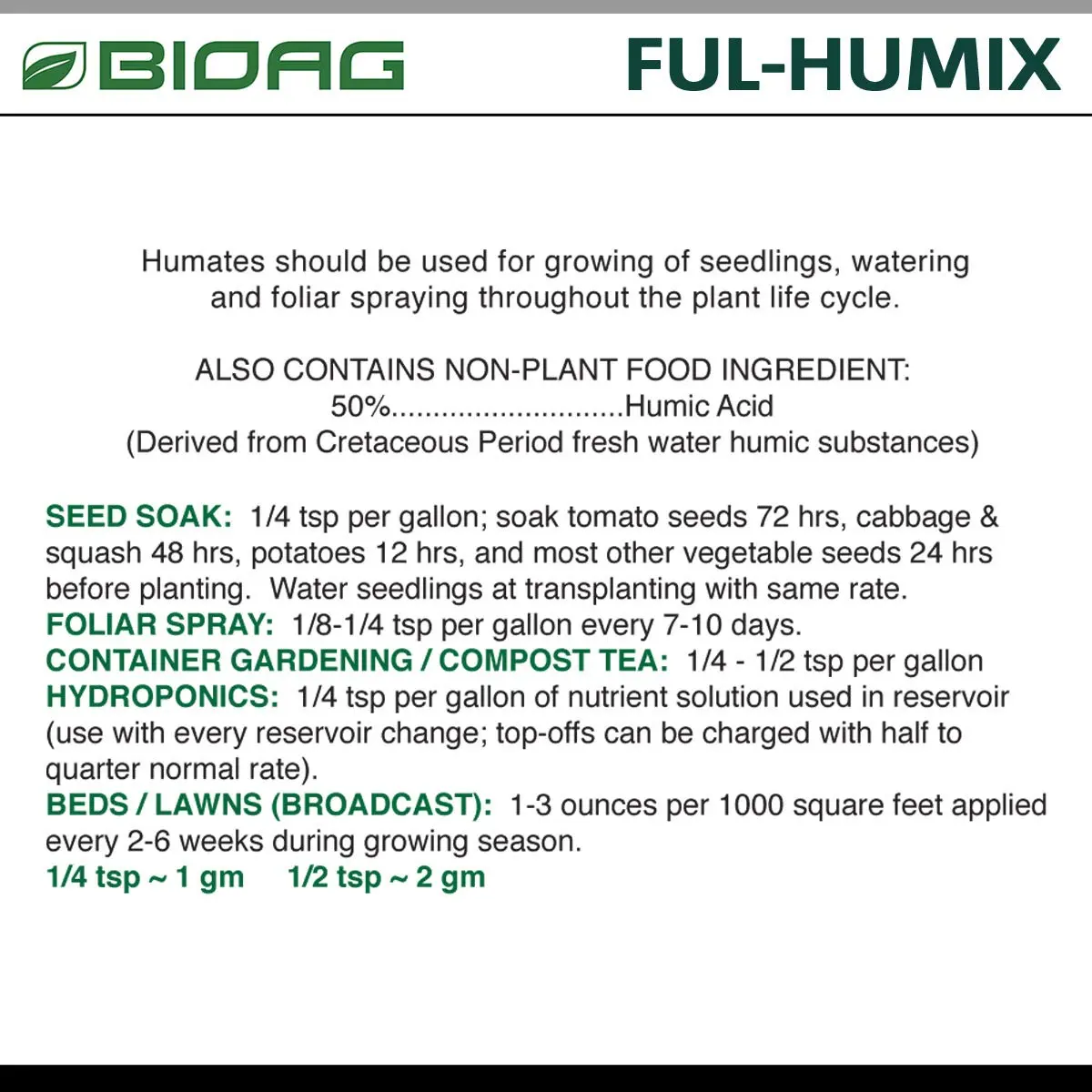 BioAg Ful-Humix Organic Humic Acid Soil Dry Amendment | Increases Yield & Nutrient Uptake (1 kg) - view 3